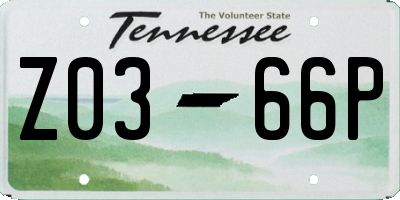 TN license plate Z0366P