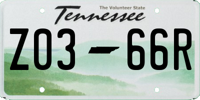 TN license plate Z0366R