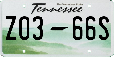 TN license plate Z0366S