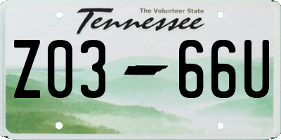 TN license plate Z0366U