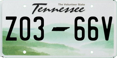 TN license plate Z0366V