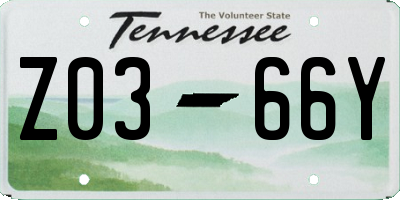 TN license plate Z0366Y