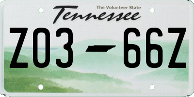 TN license plate Z0366Z