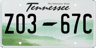 TN license plate Z0367C