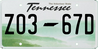 TN license plate Z0367D