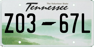 TN license plate Z0367L