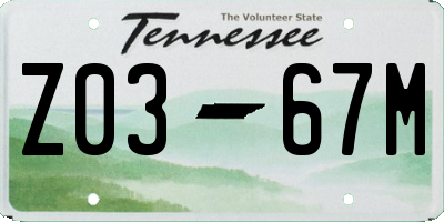 TN license plate Z0367M