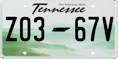TN license plate Z0367V