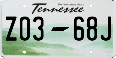 TN license plate Z0368J
