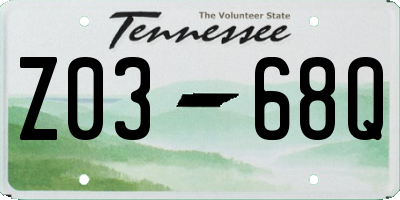 TN license plate Z0368Q