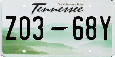 TN license plate Z0368Y