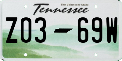 TN license plate Z0369W