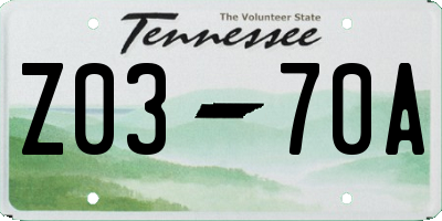 TN license plate Z0370A