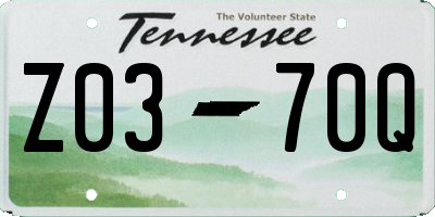 TN license plate Z0370Q