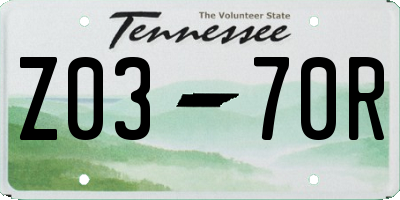 TN license plate Z0370R