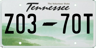 TN license plate Z0370T