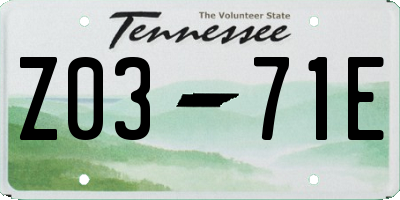 TN license plate Z0371E