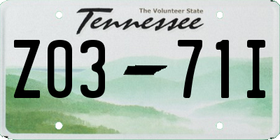 TN license plate Z0371I
