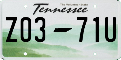 TN license plate Z0371U