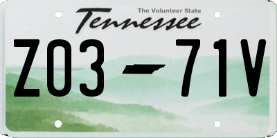 TN license plate Z0371V