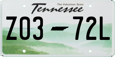 TN license plate Z0372L