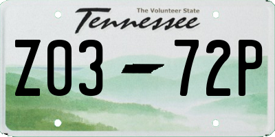 TN license plate Z0372P