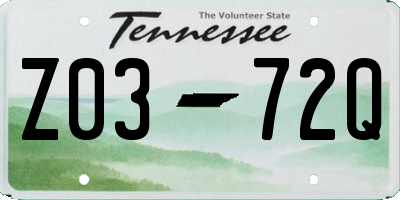TN license plate Z0372Q