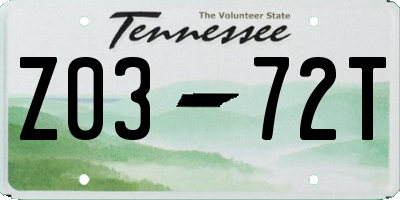TN license plate Z0372T