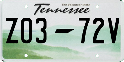 TN license plate Z0372V