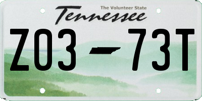 TN license plate Z0373T