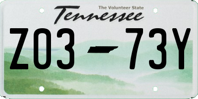 TN license plate Z0373Y