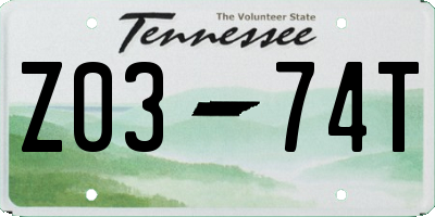 TN license plate Z0374T