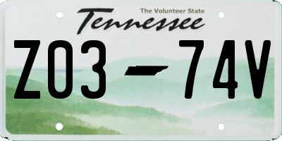 TN license plate Z0374V