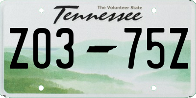 TN license plate Z0375Z