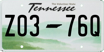 TN license plate Z0376Q