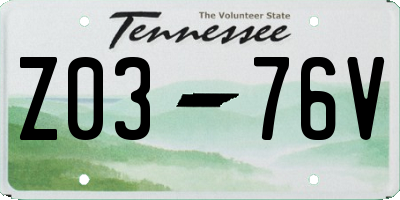 TN license plate Z0376V