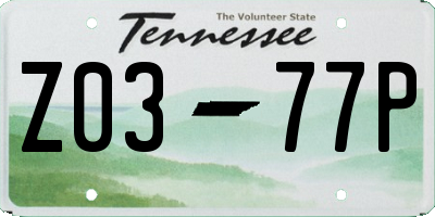 TN license plate Z0377P