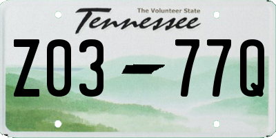 TN license plate Z0377Q