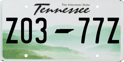 TN license plate Z0377Z