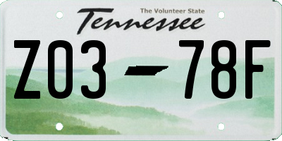 TN license plate Z0378F