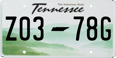 TN license plate Z0378G
