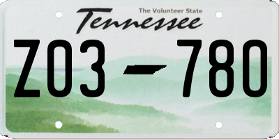 TN license plate Z0378O