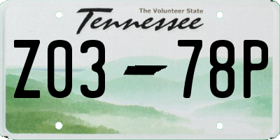 TN license plate Z0378P
