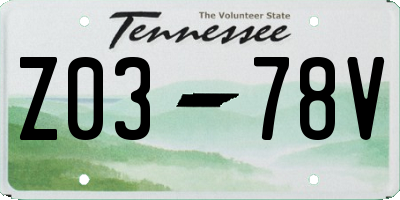 TN license plate Z0378V