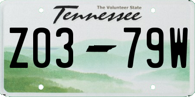 TN license plate Z0379W