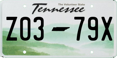TN license plate Z0379X