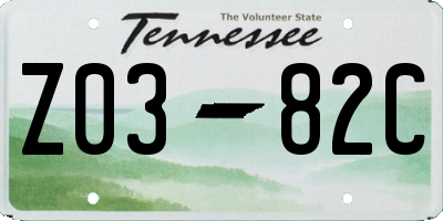 TN license plate Z0382C