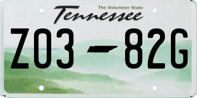 TN license plate Z0382G