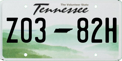 TN license plate Z0382H