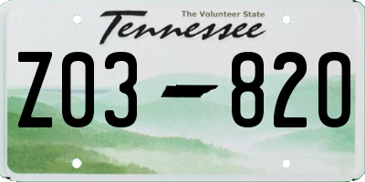 TN license plate Z0382O